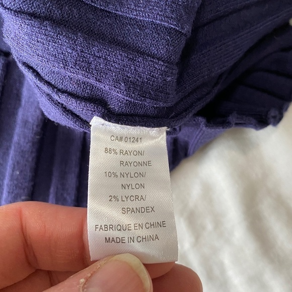 Contemporaine Simons Women's Navy Cowl Neck Ribbed Long Sleeve Sweater Top Large - Picture 8 of 13